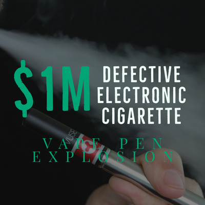 1 Million Dollar Settlement - Vape Pen Explosion/Defective Product Liability - Our team reached a settlement agreement of 1,000,000 million dollars on behalf of our client who was severely injured and burned by a vape pen. She was leaving a store and decided to stop and take a break, when suddenly her vape pen exploded on her. She suffered burns in her hand and the inner and outer part of her mouth. In addition, the vape pen exploding caused two and a half of her teeth to break. Our team was able to provide quick treatment and fight hard for her settlement. 1 Million Dollar Settlement - Vape Pen Explosion/Defective Product Liability - Our team reached a settlement agreement of 1,000,000 million dollars on behalf of our client who was severely injured and burned by a vape pen. She was leaving a store and decided to stop and take a break, when suddenly her vape pen exploded on her. She suffered burns in her hand and the inner and outer part of her mouth. In addition, the vape pen exploding caused two and a half of her teeth to break. Our team was able to provide quick treatment and fight hard for her settlement.