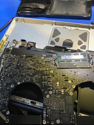 MacBook Pro Total Repair - The customer had dropped the MacBook Pro 15" while open and running applications. Table landed on computer rendering it to cycle and cycle but not boot up. After troubleshooting and diagnosis, it was found to be trying to save itself from damage, because there was motherboard damage and hard drive damage. After tearing the MacBook down it was cleaned thoroughly and fixed, then put back together, original software and OS X installed and worked like new again. MacBook Pro Total Repair - The customer had dropped the MacBook Pro 15" while open and running applications. Table landed on computer rendering it to cycle and cycle but not boot up. After troubleshooting and diagnosis, it was found to be trying to save itself from damage, because there was motherboard damage and hard drive damage. After tearing the MacBook down it was cleaned thoroughly and fixed, then put back together, original software and OS X installed and worked like new again.