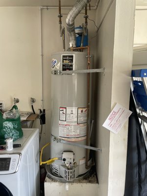 Water heater replacement - Replaced an old water heater with a new Bradford white and added an expansion tank to fallow all codes. Water heater replacement - Replaced an old water heater with a new Bradford white and added an expansion tank to fallow all codes.