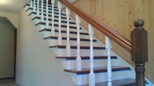 Stairs - Old oak stair converted into split finish.