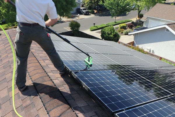 Solar Panel Cleaning - Paired well with window cleaning, we hand-brush solar panels to make sure they last longer and produce more power Solar Panel Cleaning - Paired well with window cleaning, we hand-brush solar panels to make sure they last longer and produce more power