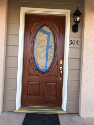 Interior and exterior house painting and drywall installation - On this door the varnish was peeling