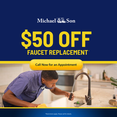 $50 Off Faucet Replacement - "For this home, our licensed plumber removed an old, dripping faucet and installed a new, stylish model that matched the homeowner’s kitchen décor. We shut off the water, safely disconnected the existing faucet, installed the new fixture with fresh supply lines and seals, and thoroughly tested for proper water flow and any leaks.
With our $50 Off Faucet Replacement offer, homeowners can upgrade the look of their kitchen or bathroom while fixing leaks and helping reduce water waste. We focus on clean, professional installation and respect your home, protecting surfaces, cleaning up the workspace, and leaving you with a faucet that works better, looks great, and is ready to use right away." $50 Off Faucet Replacement - "For this home, our licensed plumber removed an old, dripping faucet and installed a new, stylish model that matched the homeowner’s kitchen décor. We shut off the water, safely disconnected the existing faucet, installed the new fixture with fresh supply lines and seals, and thoroughly tested for proper water flow and any leaks.
With our $50 Off Faucet Replacement offer, homeowners can upgrade the look of their kitchen or bathroom while fixing leaks and helping reduce water waste. We focus on clean, professional installation and respect your home, protecting surfaces, cleaning up the workspace, and leaving you with a faucet that works better, looks great, and is ready to use right away."
