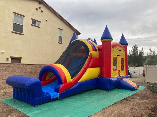 Castle Combo - The Castle Combo is a jumper slide combo with a basketball hoop inside. Tons of fun for ages 6 and up. Call to book appointment today!!