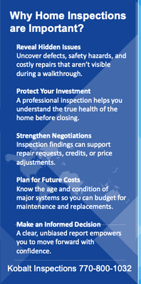 Why Home Inspection are important - Home inspections help uncover hidden issues, protect your investment, strengthen negotiations, plan for future repair costs, and give you the confidence to make an informed buying decision. Why Home Inspection are important - Home inspections help uncover hidden issues, protect your investment, strengthen negotiations, plan for future repair costs, and give you the confidence to make an informed buying decision.