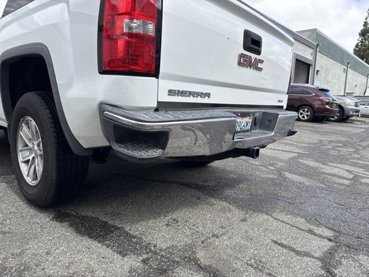 GMC Sierra Repair - This 2014 GMC Sierra was hit from behind in a car accident. Follow us through the repair process and see the outcome!! Once we were finished you could never tell the truck was involved in an accident! Please reach out to us for a quote! advancedautocollision1@gmail.com or 805 529 9100