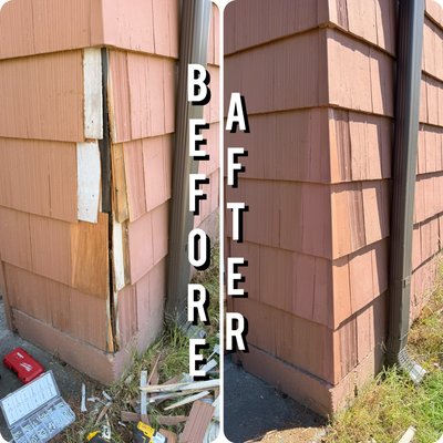 repair of damaged corner of the house🛠️ - the client accidentally drove his car into the corner of the house and damaged it. I replaced all the trim parts with new ones and painted them the same color😉 repair of damaged corner of the house🛠️ - the client accidentally drove his car into the corner of the house and damaged it. I replaced all the trim parts with new ones and painted them the same color😉
