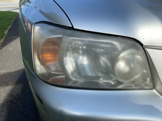 Headlight Restoration - This headlight restoration was done on an old vehicle that was being sold. Headlight Restoration - This headlight restoration was done on an old vehicle that was being sold.