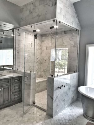 Steam Showers - GCS Glass & Mirror designs and installs sealed, glass-to-ceiling steam shower enclosures for Long Island bathrooms in Massapequa, Commack, Smithtown, and the Hamptons. Because a real steam shower must be fully enclosed and vapor-tight, we handle the glass, seals, and hardware so you get true spa ambiance and wellness benefits with no leaks. Choose ultra-clear glass for openness or frosted and rain glass for privacy, and we can convert an existing shower. Locally owned, expertly templated and installed, with a lifetime craftsmanship warranty. Steam Showers - GCS Glass & Mirror designs and installs sealed, glass-to-ceiling steam shower enclosures for Long Island bathrooms in Massapequa, Commack, Smithtown, and the Hamptons. Because a real steam shower must be fully enclosed and vapor-tight, we handle the glass, seals, and hardware so you get true spa ambiance and wellness benefits with no leaks. Choose ultra-clear glass for openness or frosted and rain glass for privacy, and we can convert an existing shower. Locally owned, expertly templated and installed, with a lifetime craftsmanship warranty.
