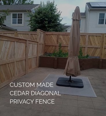 Custom Fencing - Looking for a unique, high-quality fence that offers both privacy and style? Emperor Fence specializes in Custom Made Cedar Diagonal Privacy Fences, designed to enhance your outdoor space with elegance and durability.
Transform your yard with a custom fence that stands out! Contact Emperor Fence today for a free quote. Custom Fencing - Looking for a unique, high-quality fence that offers both privacy and style? Emperor Fence specializes in Custom Made Cedar Diagonal Privacy Fences, designed to enhance your outdoor space with elegance and durability.
Transform your yard with a custom fence that stands out! Contact Emperor Fence today for a free quote.