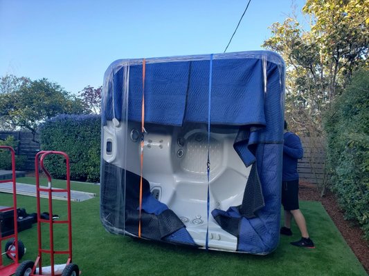 Hot tub move to LA - 7 companies denied moving a $25k hot tub to Orange county. We did it in one day. It was a challenge. But we were prepared. In the end one more happy customer.