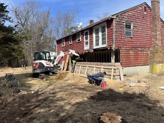 Structural work - -Moving load bearing walls for an open floor plan
-Installing LVL beams
-Replacing 25ft of foundation wall