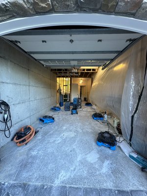 Water Damage Repair - Customer had a pipe burst under his yard which flooded his crawlspace and garage. We handled the dry out portion of this job and got the building materials dry and sanitized so re-construction could begin. Water Damage Repair - Customer had a pipe burst under his yard which flooded his crawlspace and garage. We handled the dry out portion of this job and got the building materials dry and sanitized so re-construction could begin.