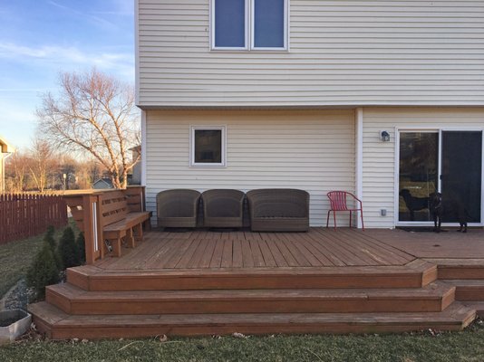 Suburban deck renovation. - Although generous in size, this suburban home's deck lacked a defined space for entertaining. The built-in bench was too shallow for comfort, and the wide expanse received virtually no shade. The homeowners refinished the deck and added to the existing structure for a major boost in style and function. Suburban deck renovation. - Although generous in size, this suburban home's deck lacked a defined space for entertaining. The built-in bench was too shallow for comfort, and the wide expanse received virtually no shade. The homeowners refinished the deck and added to the existing structure for a major boost in style and function.