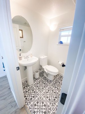 Bath upgrade - It's amazing how just changing your floors can improve from a dull, dated look. The bath has Trellis LVT and the rest of the house is now Scandanavian Oak. Bath upgrade - It's amazing how just changing your floors can improve from a dull, dated look. The bath has Trellis LVT and the rest of the house is now Scandanavian Oak.