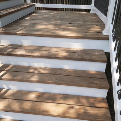 Deck refinishing august 2021 - This deck was power washed and sanded, then stain was applied to wood Deck refinishing august 2021 - This deck was power washed and sanded, then stain was applied to wood