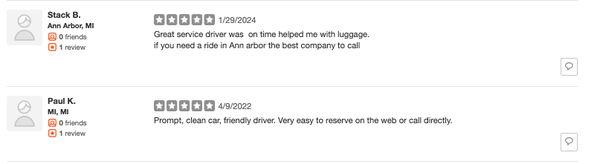 ⭐️ Check out more of our 5 star Reviews ⭐️ - Arbor Taxi LLC offers a variety of high end vehicles that are fully equipped with the latest safety features to ensure comfort and reliability throughout your trip. Our superior customer care make it possible for us to craft the services for any size or style of group or event. ⭐️ Check out more of our 5 star Reviews ⭐️ - Arbor Taxi LLC offers a variety of high end vehicles that are fully equipped with the latest safety features to ensure comfort and reliability throughout your trip. Our superior customer care make it possible for us to craft the services for any size or style of group or event.