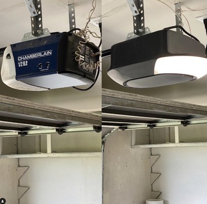 Garage Door Opener Replacement - A look at recent garage door opener replacements completed by CLE Garage Doors. Old or unreliable openers were removed and replaced with new systems for quieter, smoother, and more dependable operation.