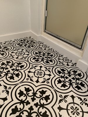 Bathroom Flooring - I had to use self-leveling compound before I was able to complete this tiling job in a basement bathroom.