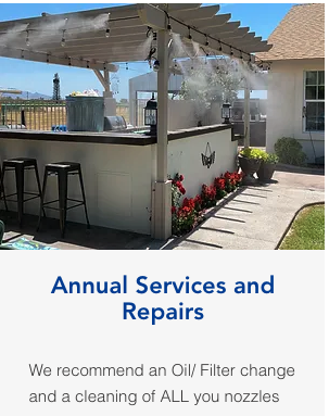 Annual Services and Repairs - Annual Services and Repairs
We recommend an Oil/ Filter change and a cleaning of ALL you nozzles once before each season begins.  If that is a need, we've got you!  If you are having issues with your system, we will get you back up and running