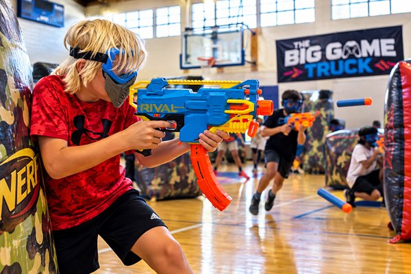 GellyBall Battle Zone by The Big Game Truck. - GellyBall & Nerf Battle Parties 💥🎯

Bring the action to your next celebration with The Big Game Truck’s GellyBall & Nerf Battle Parties! Players gear up with safety masks and battle it out behind inflatable barricades in exciting, team-based games hosted by our Game Coaches.