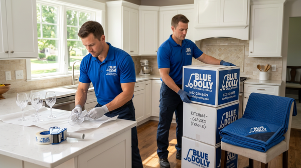 Packing & Unpacking Service - Blue Dolly offers the complete packing & unpacking service with our White Glove Platinum Packing Experience. We can pack and unpack a room or your entire home, you decide. Our movers have the training and expertise to efficiently and securely pack your valuable items. Thousands of customers have trusted and rated Blue Dolly's Premium Packing Service as one of their best decisions and experiences while moving.