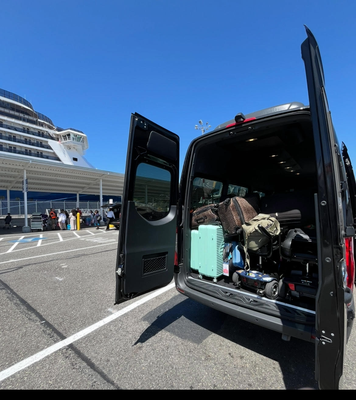 Alaska Cruise - 2 Scooters + 11 Bags! Not the prettiest fit but we managed to load everything!
Give us a call when you are looking for stress-free transfers to and from the Pier. Alaska Cruise - 2 Scooters + 11 Bags! Not the prettiest fit but we managed to load everything!
Give us a call when you are looking for stress-free transfers to and from the Pier.