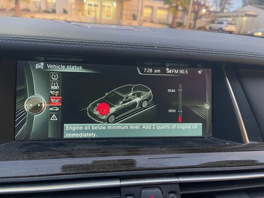 Checking the oil level in BMWs - No Dipstick? No Problem. 
Most modern European cars ditched the oil dipstick—but you can still check your oil level!
We access the vehicle’s CBS (Condition-Based Service) system and toggle through to get an accurate oil reading.