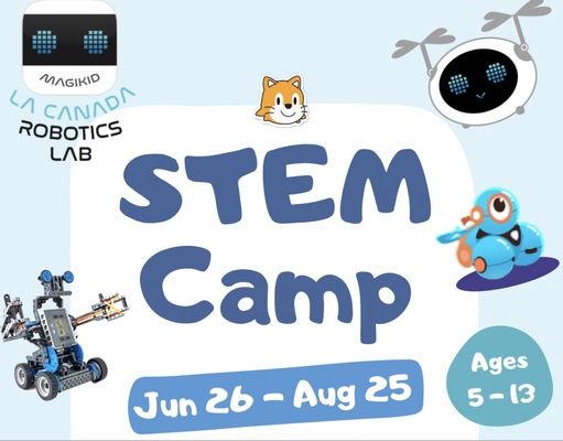 SUMMER CAMP - Summer STEM Camp until August 25th.
Sign up by week.
Robotics, Coding, science, creative writing, project-based learning.
Check our website for more information: https://magikidlab.com/LaCanada SUMMER CAMP - Summer STEM Camp until August 25th.
Sign up by week.
Robotics, Coding, science, creative writing, project-based learning.
Check our website for more information: https://magikidlab.com/LaCanada