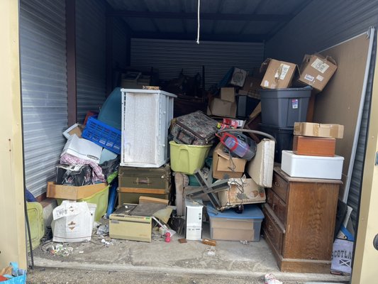 Junk removal of a 20 year old storage unit that has not been well maintained - We removed all items and sorted through things that could be kept and wanted memorabilia, and took the rest of the unwanted to the dump Junk removal of a 20 year old storage unit that has not been well maintained - We removed all items and sorted through things that could be kept and wanted memorabilia, and took the rest of the unwanted to the dump
