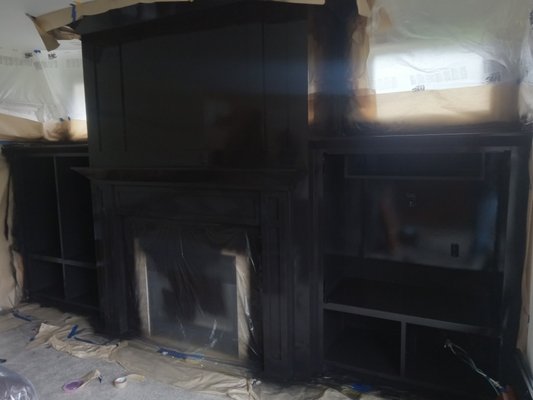 2023 fireplace - customer wanted a new look for their maple wood fireplace and chose black and tan trim.