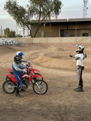 ★★★★★ - Nicolle Hutchison
10 reviews·1 photo

5 months ago
Great experience here! My 10 year old attended the summer camp for beginners. He enjoyed himself and I appreciate the patience of the instructor with an emphasis on safety. We will be back!

Julie Tobin
9 reviews·4 photos

9 months ago
My daughter had a great time. Alex (instructor) was knowledgeable and engaged. It was a 4 hour class but they took things step by step and the kids got plenty of track time. I would highly recommend DBT for anyone who wants to learn about dirt bikes.

ken yarborough
2 reviews

10 months ago
For my birthday my son and I got lessons here with I believe his name is Trevin. We had an amazing time. My 10 yr old son had never rode a dirt bike, definately never had any experience with a clutch. Half way through the course he had him shifting gears and standing up on the bike. I really appreciated his patience with students that had little to no experience. Tomorrow we are getting our first dirt bikes and will definately be back for more instruction. Money well spent at this course. Very enjoyable.

Megan E
6 reviews·2 photos

10 months ago
Visiting from Michigan, I thought this would be a fun, safe experience for my boys, and boy was I right. The instructor was so very patient, kind and sweet to the kids. He explained everything so well, and always made sure the kids understood. I felt that he wanted the kids safe as much as I did, and I so appreciated it. The kids were riding around the track like they’ve done it for years, even though it was their very first time. If we go back to Arizona, we will without a doubt come back. Well worth the investment. Thanks DBT!

JoshSharon Hamilton
Local Guide·20 reviews·2 photos

10 months ago
Our 10yo and 6yo boys had a blast at the 4-hr dirt bike introductory course today! Kai was very helpful in getting them signed up and ready for today. Alex was the trainer and was awesome with the kids. Great instruction and a great afternoon!!! Loved it!


Spencer Hunter
7 reviews

10 months ago
Wonderful! The instructor was kind and had a lot of experience teaching people how to ride and maintain dirt bikes. My son (13) enjoyed the class and is now ready to continue his dirt bike journey. Highly recommend to anyone that wants to introduce their kiddos to dirt biking!


Lahella Jones
1 review

10 months ago
Exceptional Instruction! We are incredibly grateful that we chose this location and the DBT training camp for our kiddos. Kai is a fantastic instructor and really met each of the participants where they were in their learning. The small class size also helped with the individualized instruction when it was needed. Huge THANKS to Kai and the whole DBT team!


Sally Boeve
17 reviews·4 photos

11 months ago
Optimal experience, professional and kind instructor, perfect pace for learning even for those of us nervous about the lesson, high quality equipment, low class size. Couldn't have been better.


Sandra Lacy
14 reviews

11 months ago
My son had a wonderful experience. His teacher was fantastic and he learned so much. He can’t wait to go back.

Carey Gullo
Local Guide·12 reviews

11 months ago
We got the lesson for our 6 year old grandson for Christmas. He LOVED it! He has not stopped talking about it since and asked if he could go every weekend. The instructor was so patient and gave very clear and concise instructions. It was a great day and I highly recommend it!


Cirena Lopez
Local Guide·16 reviews·4 photos

a year ago
My 12 year old son really enjoyed this class. The instructor was very nice and knowledgeable.

Rachel Paluska
3 reviews

a year ago
My 12 year-old boy has been dying to get into dirt biking. We signed up for a month's worth of classes with Kai and his staff, using a combination of private one-on-ones and twice a week small group rides. Kai has been fantastic. He teaches all the foundational stuff, in a very methodical way (as you can see from the DBT facebook page). He's patient and encouraging with a whole range of scalliwags. The dirt track has enough interest that it also appeals to my son's dirt biking mentor, a 16 year old boy, who participates in these lessons along with my boy, and is learning to clear jumps on that track. So, there is something for everyone there. I insisted on bringing the 16 year old, because if he is going to mentor my son, I want to make sure he has all the right foundational stuff too. And it turns out that the 16 year old has learned a lot too, after working with Kai. He understands safety now, and both boys have noticeably advanced their skill level after two weeks of multiple lessons a week. Also, Kai is very responsive by text, and to answering questions.


Jessica Reynolds
5 reviews

a year ago
My son wanted to try a Surron so we signed him up for the practice track. It was a great experience and the instructors were excellent. Now he wants one!