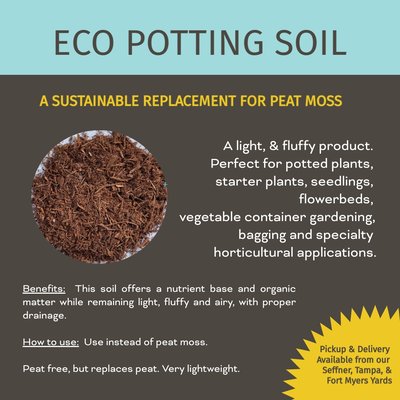 ECO POTTING SOIL - This potting soil is a favorite of our nursery grower customers. This sustainable replacement for peat will give seedlings and potted plants just the right amount of moisture without getting soggy and heavy.
ECO POTTING SOIL will also provide just the right amount of nutrition. Some of our customers like to combine ECO POTTING SOIL with our REGEN ORGANIC COMPOST. But you can also use this on its own.
Contact us today to get a quote.
(877) 883-8880, option 1 twice
info@veransa.com
See our full list of products and request product form:
https://www.veransa.com/all-products-list-with-pricing/order-online ECO POTTING SOIL - This potting soil is a favorite of our nursery grower customers. This sustainable replacement for peat will give seedlings and potted plants just the right amount of moisture without getting soggy and heavy.
ECO POTTING SOIL will also provide just the right amount of nutrition. Some of our customers like to combine ECO POTTING SOIL with our REGEN ORGANIC COMPOST. But you can also use this on its own.
Contact us today to get a quote.
(877) 883-8880, option 1 twice
info@veransa.com
See our full list of products and request product form:
https://www.veransa.com/all-products-list-with-pricing/order-online