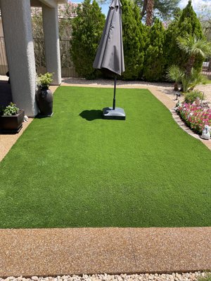 Turf installment - Artificial turf installation involves preparing the ground, laying a base material like crushed stone for drainage, and then rolling out and securing the synthetic grass. The turf is cut to fit the area, seams are joined with adhesive or tape, and infill (such as sand or rubber granules) is brushed in to help the blades stand upright and improve durability. The result is a low-maintenance, natural-looking surface suitable for landscaping, sports fields, or play areas.