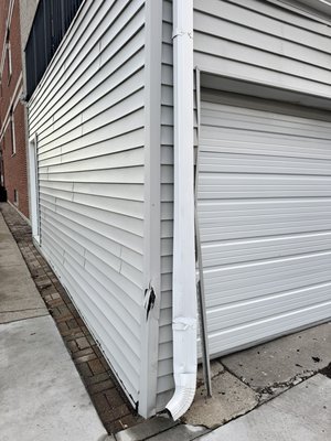 Siding repair downspout weatherstripping waterproofing damage causes by a hit and run to garage - This repair was done on a garage due to a hit and run replace new downspout new elbow, new siding new J channels new h channels new corner Siding new weatherstrip for garage door once we got done can’t tell it was ever damaged at all matching material as original… Siding repair downspout weatherstripping waterproofing damage causes by a hit and run to garage - This repair was done on a garage due to a hit and run replace new downspout new elbow, new siding new J channels new h channels new corner Siding new weatherstrip for garage door once we got done can’t tell it was ever damaged at all matching material as original…