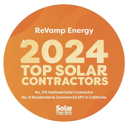 Top 2024 Solar Contractors of the Year - Annual REPlus Solar Power World top recipient. Number 8 Residential and Commercial in California.