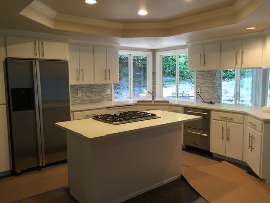 Kitchen Cabinets Paint Job - Prepped and Painted kitchen cabinets. Installed Quartz Countertops. Kitchen Cabinets Paint Job - Prepped and Painted kitchen cabinets. Installed Quartz Countertops.