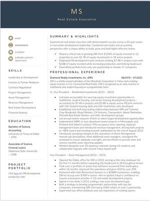 Resume Portfolio Samples (contact for full portfolio) - We have more than 200 portfolio samples across 20+ industries, spanning all titles from college grad to C-Suite executive. Contact us today to view samples that best align with your career path. Resume Portfolio Samples (contact for full portfolio) - We have more than 200 portfolio samples across 20+ industries, spanning all titles from college grad to C-Suite executive. Contact us today to view samples that best align with your career path.
