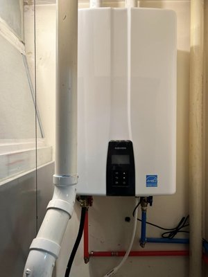 Water Heater Replacement - Another water heater replacement, customer was tired of having to replace elements and thermostats constantly. 
They decided to call and ask if we’d be willing to swap the electric water heater out to a new tankless Gas water heater.