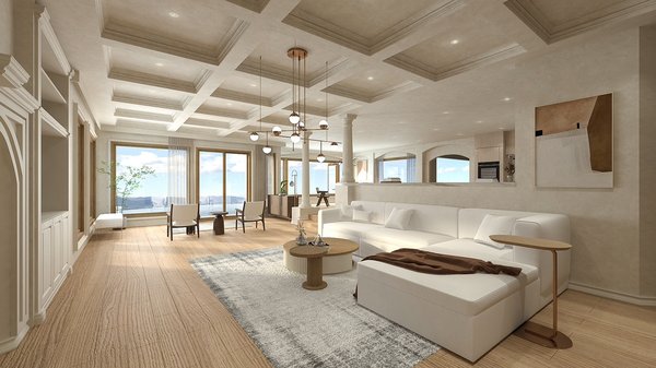 Ocean view 3D drawing in San Clemente - The kitchen was leaking. After demolition, it is an excellent opportunity to remodel the kitchen! Use the limited budget to transform the entire atmosphere - change the floor, kitchen utensils, and cabinet surface color
In this case, the super-beautiful Ocean view room needs to transfer from the exquisite classical style to the gentle and modern feel of RH furniture. The owner wanted to see how it would feel after the demodling, so he asked the WJC team to use 3D drawings to show and only changed the curtains. The styling, new kitchen utensils, polishing the floor and dyeing it a light color, changing other woodwork to white, and choosing a few RH furniture pieces to put on top create a very different style but still retain the original sense of sophistication Ocean view 3D drawing in San Clemente - The kitchen was leaking. After demolition, it is an excellent opportunity to remodel the kitchen! Use the limited budget to transform the entire atmosphere - change the floor, kitchen utensils, and cabinet surface color
In this case, the super-beautiful Ocean view room needs to transfer from the exquisite classical style to the gentle and modern feel of RH furniture. The owner wanted to see how it would feel after the demodling, so he asked the WJC team to use 3D drawings to show and only changed the curtains. The styling, new kitchen utensils, polishing the floor and dyeing it a light color, changing other woodwork to white, and choosing a few RH furniture pieces to put on top create a very different style but still retain the original sense of sophistication