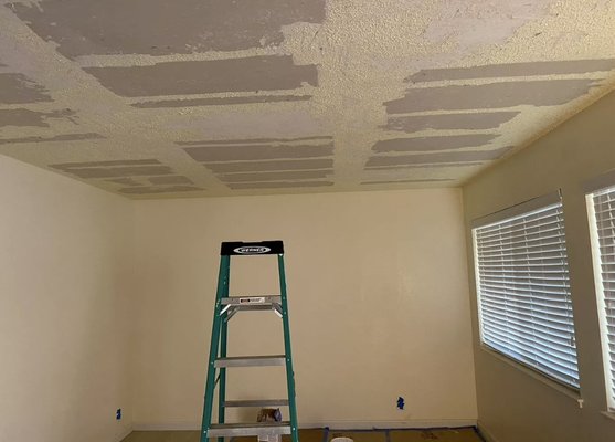 Recessed light installation - Our customer was working on removing his textured ceiling, which is why the ceiling looks like this. We installed 4 new 6inch 5k(blue/white led color) recessed lights and gave the place a whole new look regardless of the unfinished ongoing texture job! Recessed light installation - Our customer was working on removing his textured ceiling, which is why the ceiling looks like this. We installed 4 new 6inch 5k(blue/white led color) recessed lights and gave the place a whole new look regardless of the unfinished ongoing texture job!