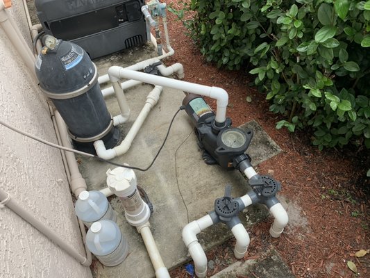 Pool pump & filter replacement - Dolphin Pool Services, LLC has performed full system pump and filter replacement on one of our first clients in Fort Myers, FL area since our expansion from VA. The tech has provided an outstanding service and brought system up to code.