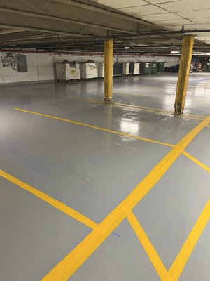 35.000sqft Parking garage - 35,000 square foot parking garage, we successfully completed this epoxy flooring installation with minimal disruption to the client's daily operations. Our team worked closely with the client to schedule the work during late-night hours, ensuring that the garage remained open and accessible to the public during regular business hours. Despite the complex logistics, our crew efficiently completed the project in just a few weeks, applying a durable and slip-resistant epoxy coating to the entire parking garage. The result is a safe, clean, and visually appealing space that exceeds the client's expectations. 35.000sqft Parking garage - 35,000 square foot parking garage, we successfully completed this epoxy flooring installation with minimal disruption to the client's daily operations. Our team worked closely with the client to schedule the work during late-night hours, ensuring that the garage remained open and accessible to the public during regular business hours. Despite the complex logistics, our crew efficiently completed the project in just a few weeks, applying a durable and slip-resistant epoxy coating to the entire parking garage. The result is a safe, clean, and visually appealing space that exceeds the client's expectations.