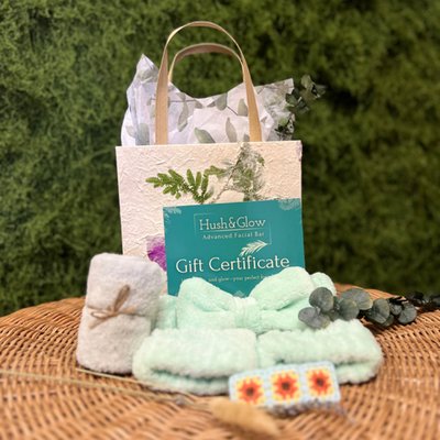 🌿Buy a Gift Certificate, Get a Free Self-Care Package! - When you purchase a Hush&Glow Gift Certificate, you’ll also receive a beautifully curated self-care package—completely FREE!💚 This exclusive set includes: ✨ Soft face towel ✨ Plush headband & wristbands ✨ Boho hair clip ✨ Nourishing cleansing oil 🌿Buy a Gift Certificate, Get a Free Self-Care Package! - When you purchase a Hush&Glow Gift Certificate, you’ll also receive a beautifully curated self-care package—completely FREE!💚 This exclusive set includes: ✨ Soft face towel ✨ Plush headband & wristbands ✨ Boho hair clip ✨ Nourishing cleansing oil