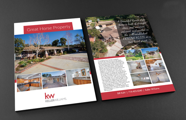 Flyer Design - EnhancOur Custom Real Estate Flyers service offers tailor-made marketing materials that align perfectly with your unique branding and design preferences. Whether you prefer a single-sided or double-sided format, we provide eye-catching, professionally designed flyers that effectively promote your real estate listings. Let us help you create visually appealing flyers that capture the attention of potential buyers and showcase your properties in the best possible light.e Your Listing With a Custom Single or Double-Sided Branded Flyer
