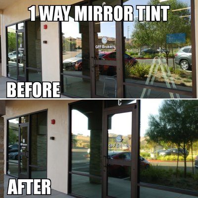One way mirror film - We get asked everyday for privacy film that allows you to see out but not allow people to see in. Keep in mind, this can only be accomplished during the daytime when there is more light outside versus inside. At night, if there isn't enough light to reflect off the mirror finish of the tint, then people will be able to see in. For a free estimate, please call or text us with pictures of the windows you need tinted along with measurements of each pane of glass. 818-200-6657 or email info@tintla.com or message us here on Yelp. We service all of San Fernando Valley, Santa Clarita Valley, San Gabriel Valley and LA! Open 7 days a week! One way mirror film - We get asked everyday for privacy film that allows you to see out but not allow people to see in. Keep in mind, this can only be accomplished during the daytime when there is more light outside versus inside. At night, if there isn't enough light to reflect off the mirror finish of the tint, then people will be able to see in. For a free estimate, please call or text us with pictures of the windows you need tinted along with measurements of each pane of glass. 818-200-6657 or email info@tintla.com or message us here on Yelp. We service all of San Fernando Valley, Santa Clarita Valley, San Gabriel Valley and LA! Open 7 days a week!