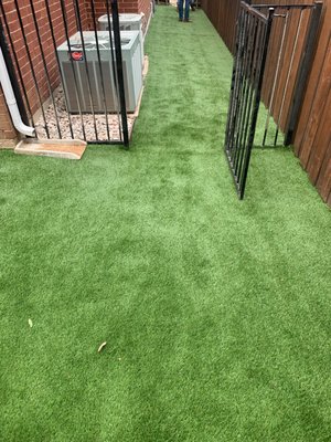 Add turf to any size space! - This project goes to show that you can add turf to any outdoor area of your home! The customer decided to add turf to the side of their home as well as part of their backyard. Add turf to any size space! - This project goes to show that you can add turf to any outdoor area of your home! The customer decided to add turf to the side of their home as well as part of their backyard.