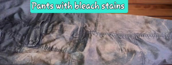 Color me Back / Re-dye - A customer asked if we could salvage his beloved pants, which had been accidentally splattered with bleach. Before and after pictures.