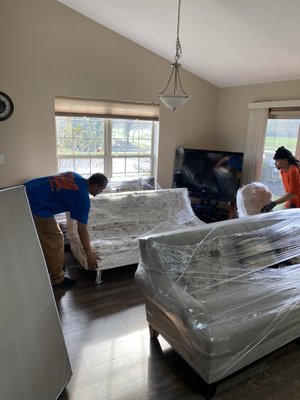 Dublin move - Disassembled bed and wrap furniture for safe delivery