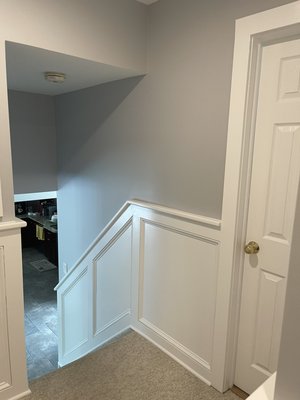 Custom raised panel and handrails in Massapequa NY - Complete gut and remodel of hallway and staircase in Massapequa NY Custom raised panel and handrails in Massapequa NY - Complete gut and remodel of hallway and staircase in Massapequa NY